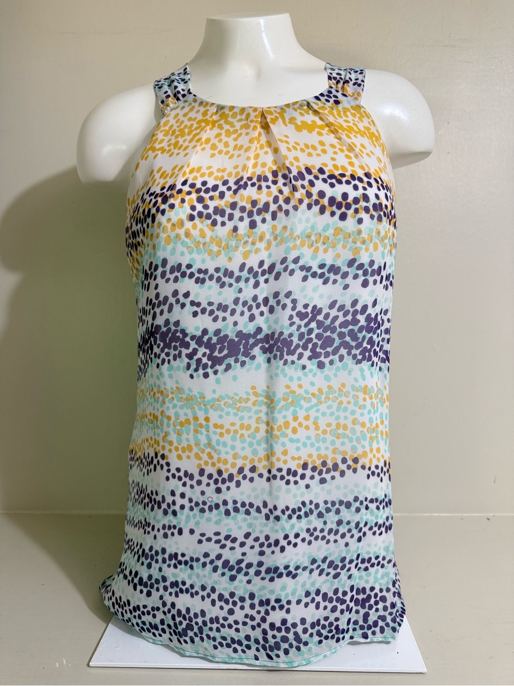 Ann Taylor Girls Halter Dot-Stripe Dress in Yellow, Navy & Aqua